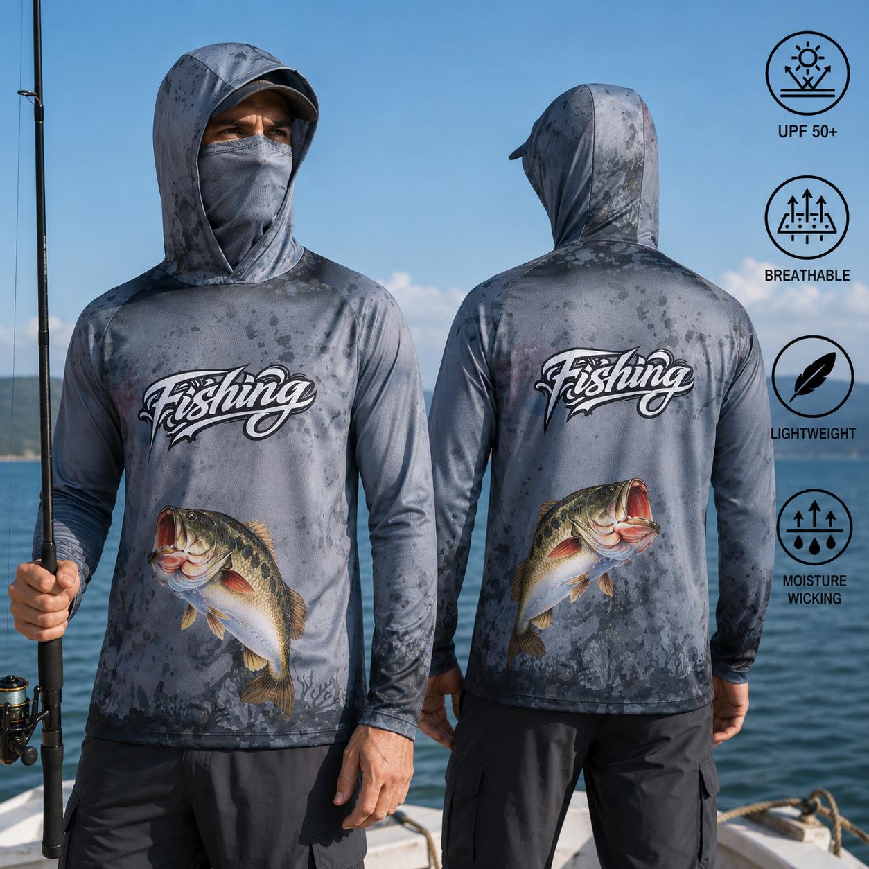 Fishing Shirt Hooded Men Fishi - огляд і ціна Fishing Mask Sun Protection